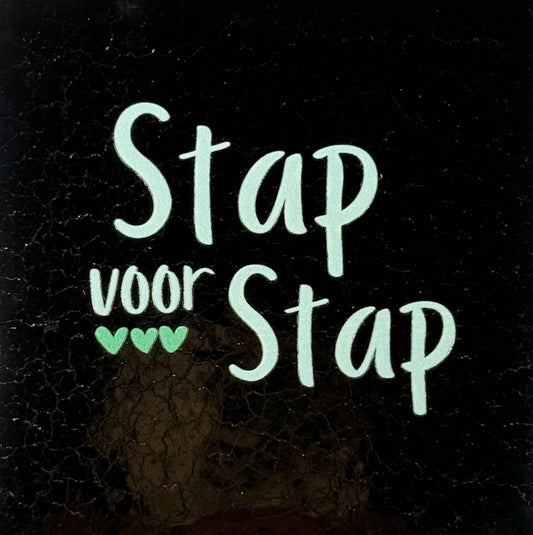 Quote tegeltje 'stap voor stap' nieuw goud/lichtgroen (mint)
