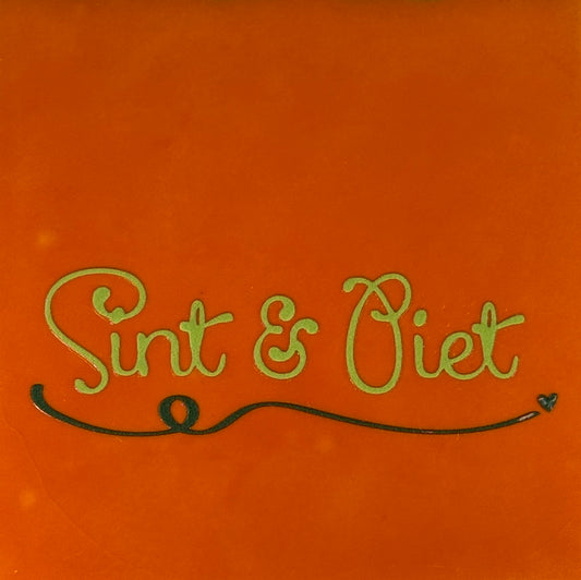 Quote tegeltje 'sint en piet' oranje/lime(donkergroen)