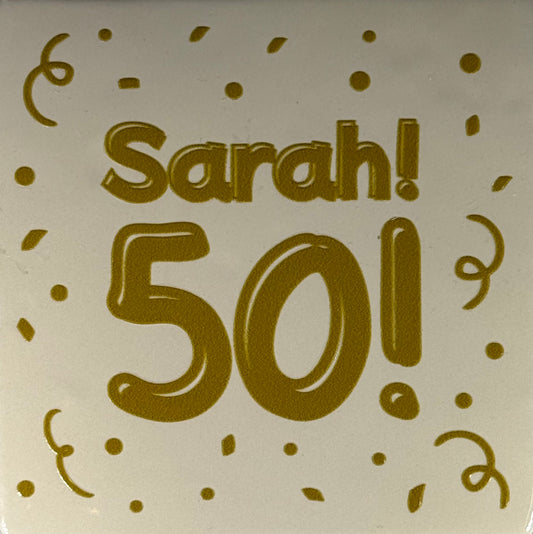 Quote tegeltje 'sarah 50' creme/goud