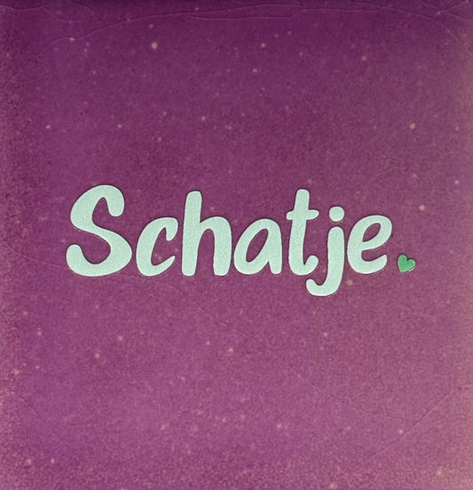 Quote tegeltje 'Schatje' nieuw lila/lichtgroen(mint)