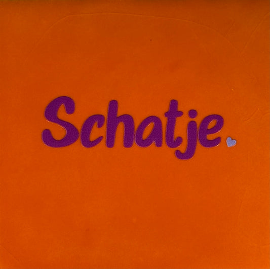 Quote tegeltje 'Schatje' nieuw oranje/paars(lila)