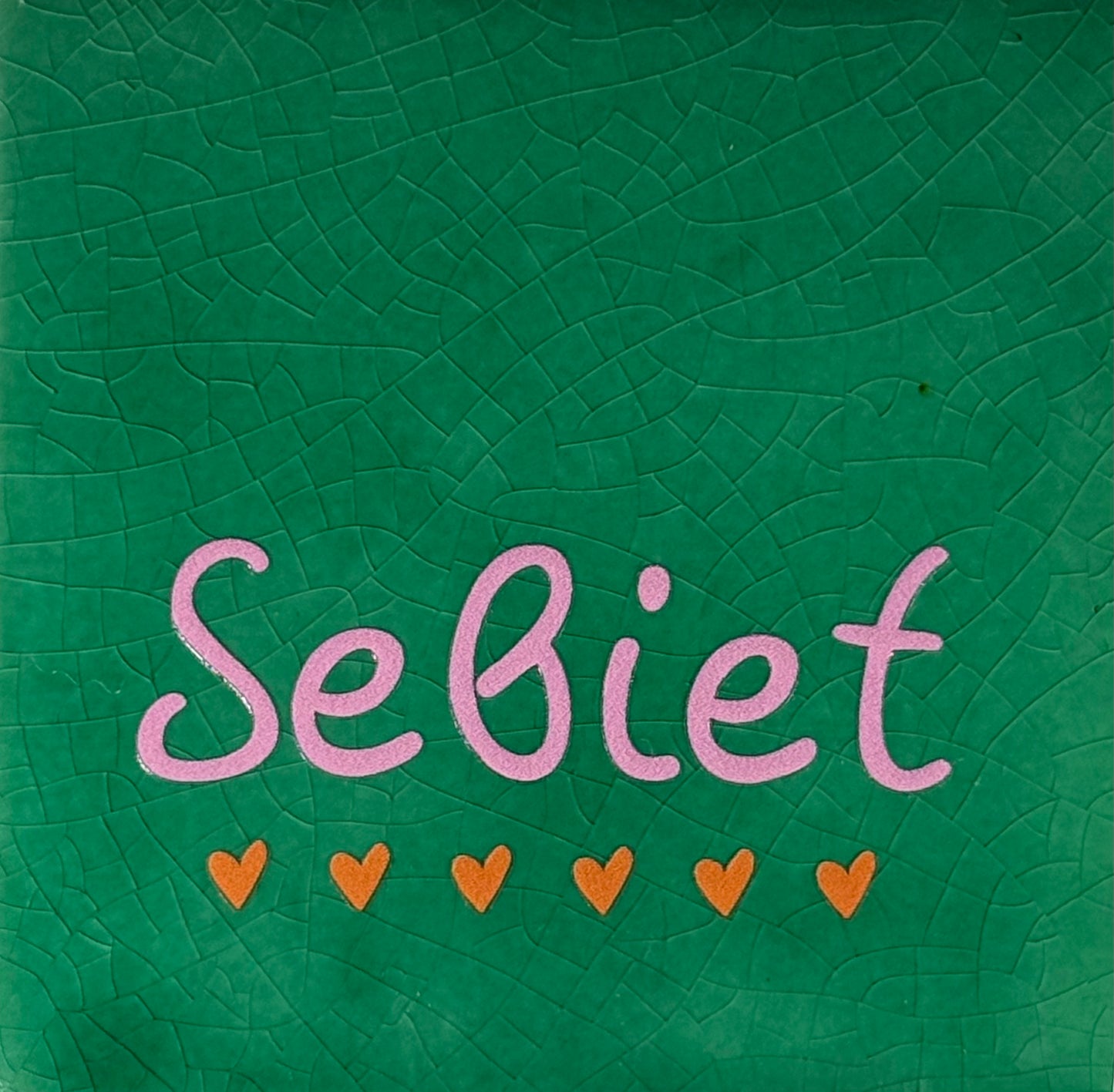 Quote tegeltje 'sebiet' hardgroen/warmroze(oranje)