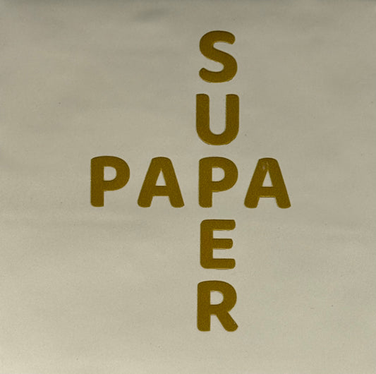 Quote tegeltje 'super papa' creme/goud