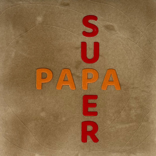 Quote tegeltje 'super papa' taupe/oranje(rood)