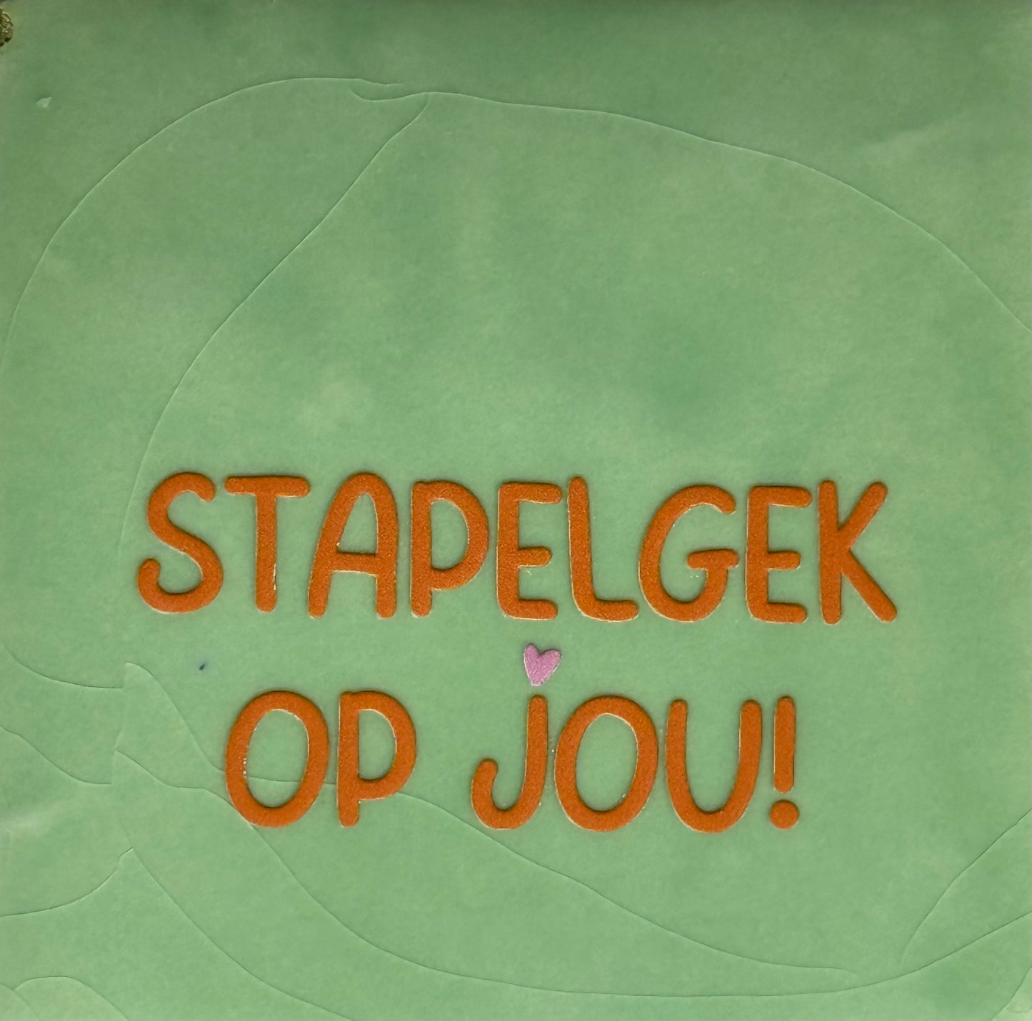 Quote tegeltje 'stapelgek op jou' mint/oranje(warmroze)