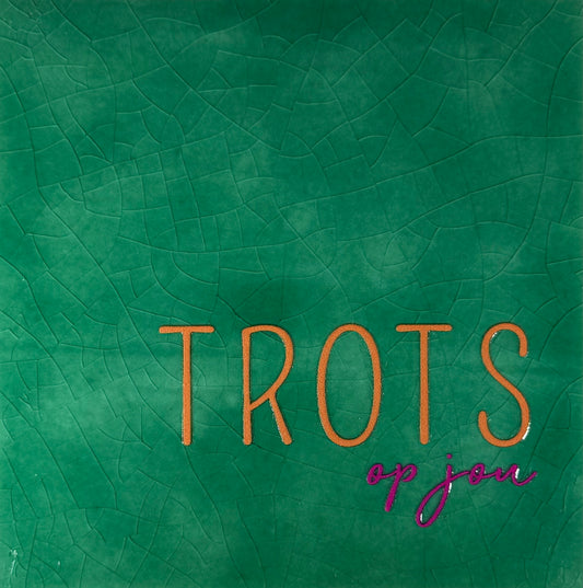 Quote tegeltje 'trots op jou' hardgroen/oranje (knalroze)