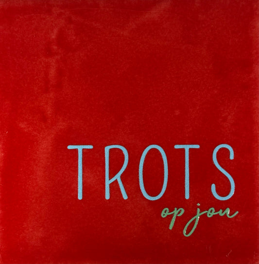 Quote tegeltje 'trots op jou' rood/warmblauw (mint)