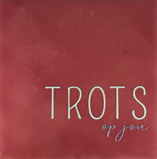 Quote tegeltje 'trots op jou' roze/lichtgroen (warmblauw)