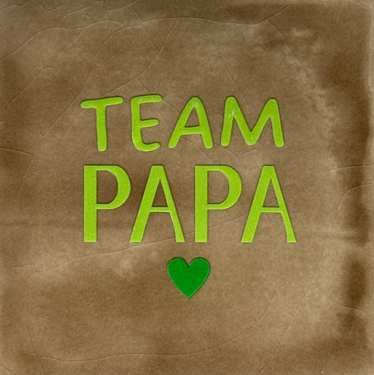 Quote tegeltje 'team papa' taupe/lime(knalgroen)