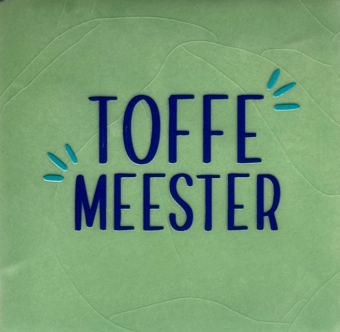 Quote tegeltje 'toffe meester' mint/kobalt(turquoise)