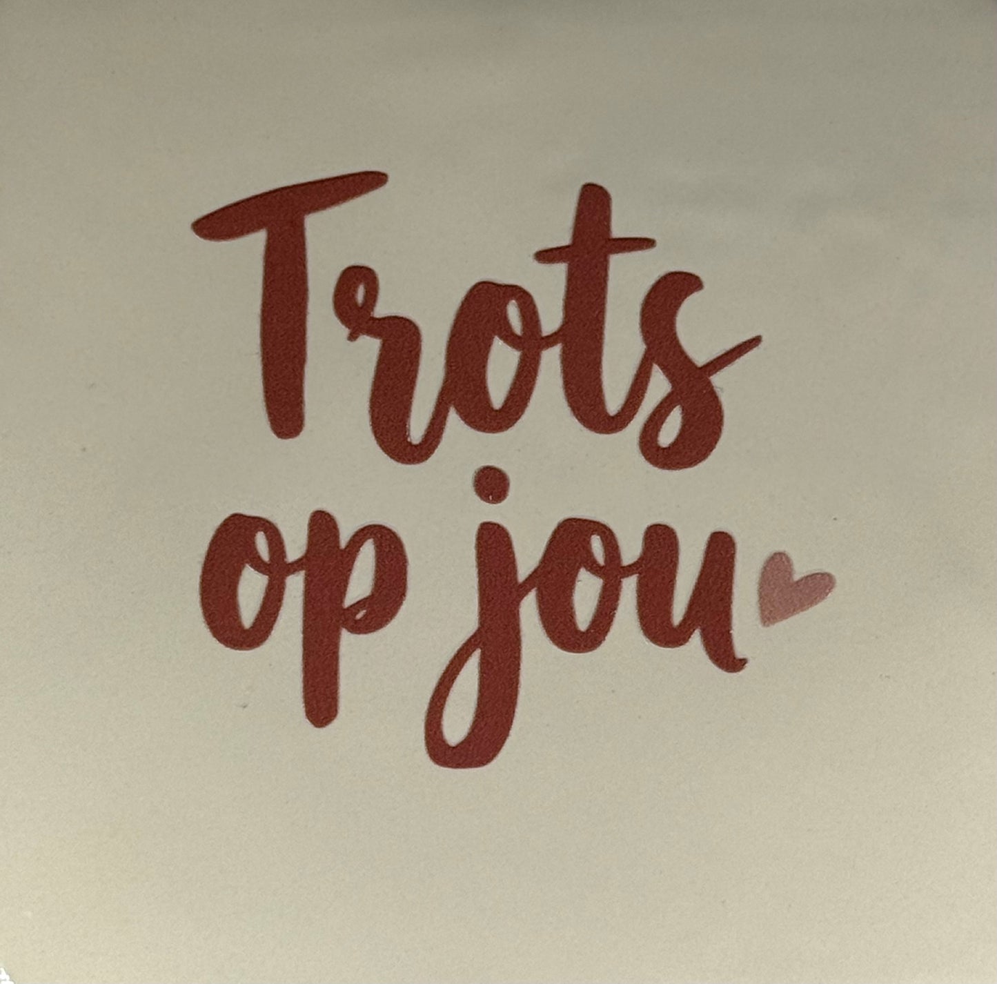 Quote tegeltje 'trots op jou' nieuw creme/taupe(nude roze)