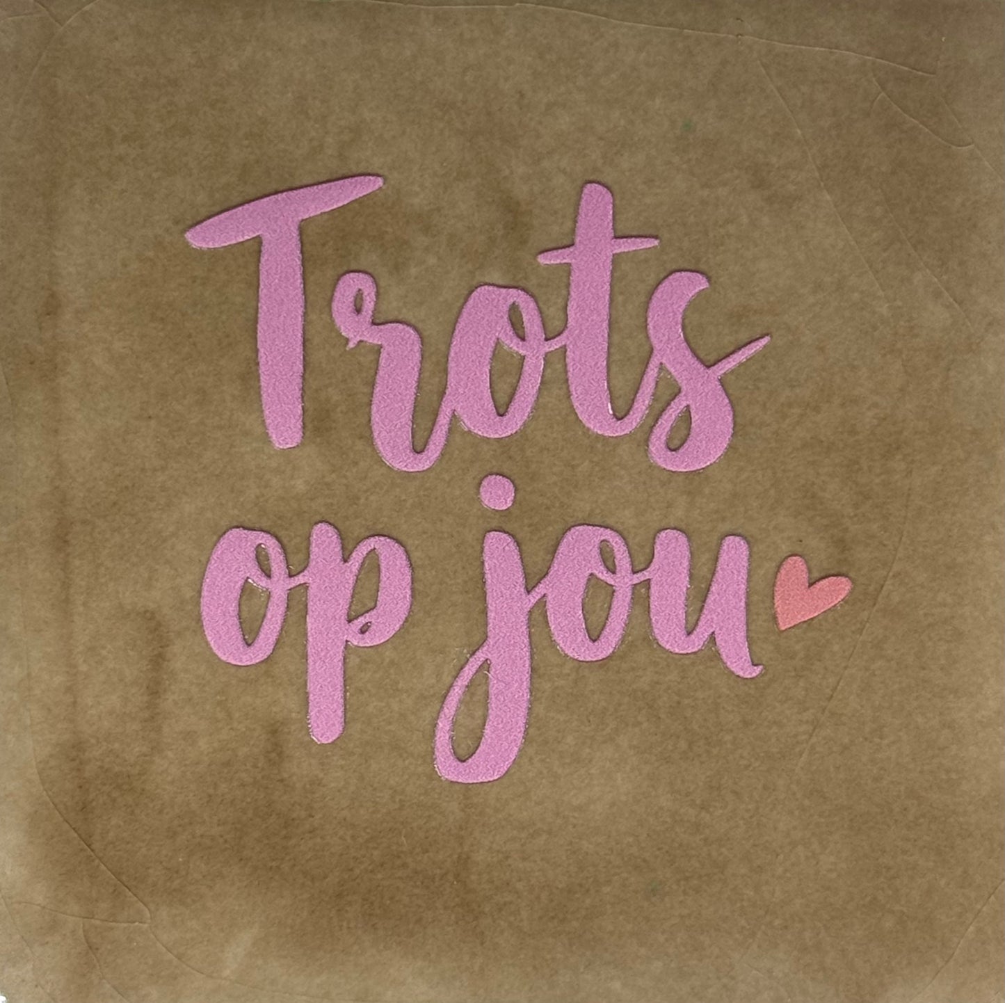 Quote tegeltje 'trots op jou' nieuw taupe/warmroze(zalm)
