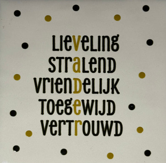 Quote tegeltje 'vader' creme/zwart (goud)