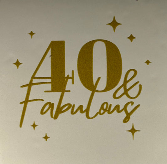 Quote tegeltje '40 & fabulous' creme/goud