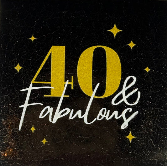 Quote tegeltje '40 & fabulous' goud/creme(goud)