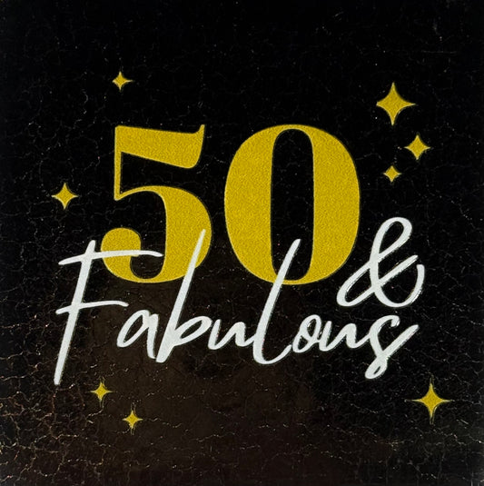 Quote tegeltje '50 & fabulous' goud/creme(goud)