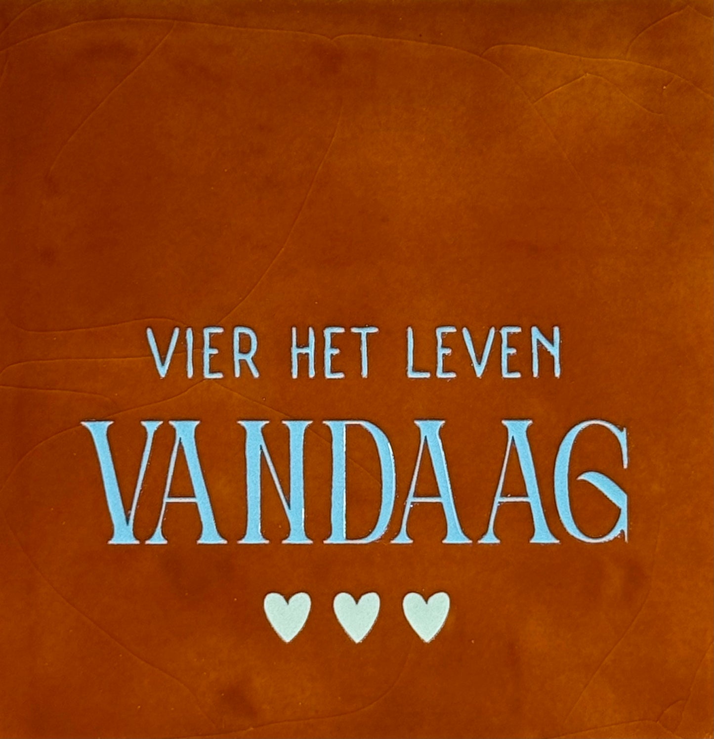 Quote tegeltje 'vier het leven vandaag' terra/warmblauw(lichtgroen)