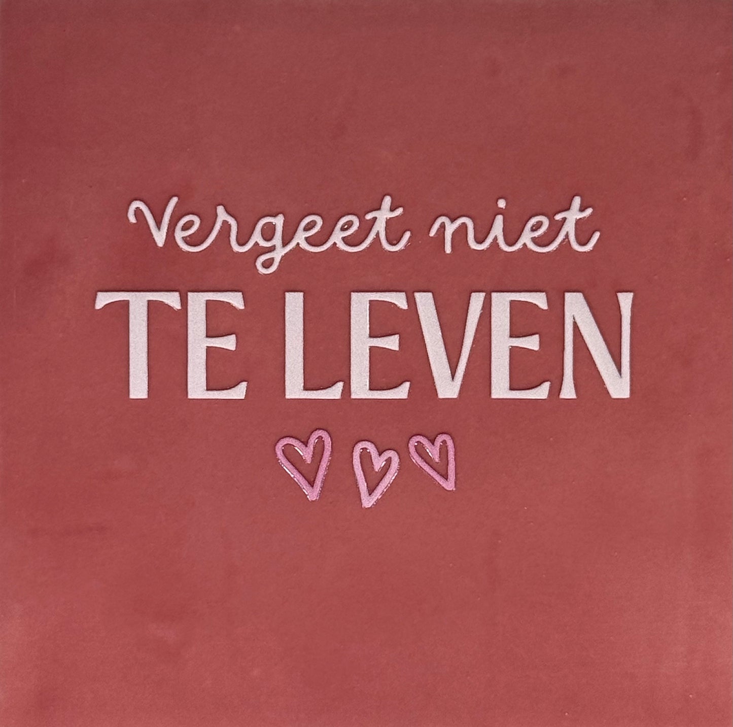 Quote tegeltje 'vergeet niet te leven' roze/combi 2