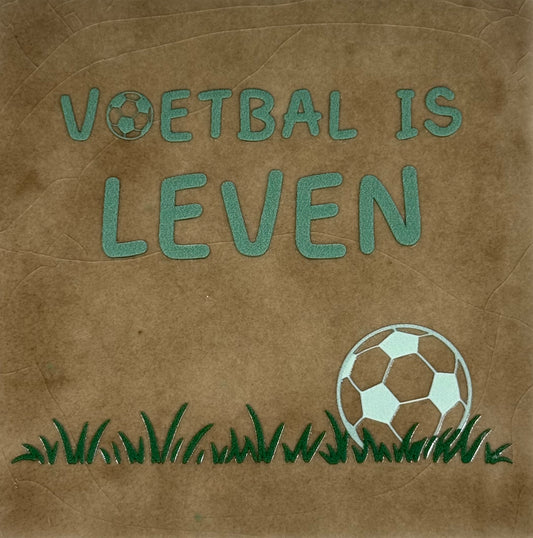 Quote tegeltje 'voetbal is leven' taupe/combi 11