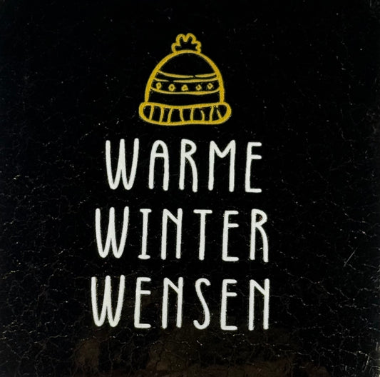 Quote tegeltje 'warme winter wensen' goud/creme(goud)