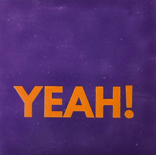 Quote tegeltje 'yeah!' paars/oranje