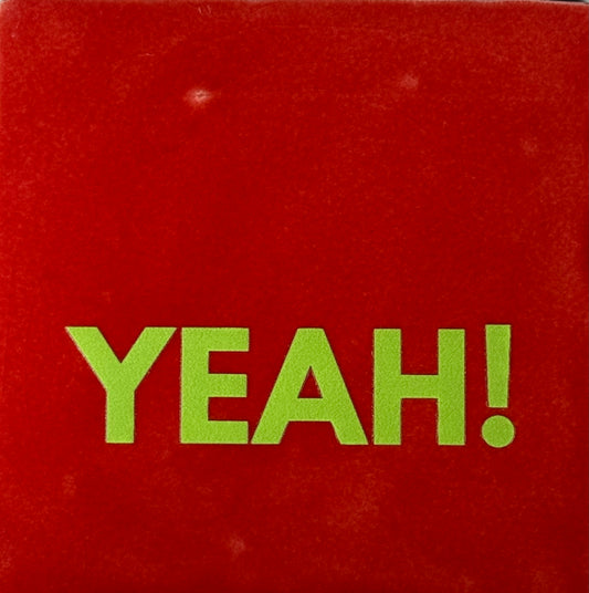 Quote tegeltje 'yeah!' rood/lime