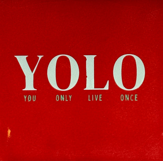 Quote tegeltje 'yolo' nieuw  rood/lichtgroen(mint)