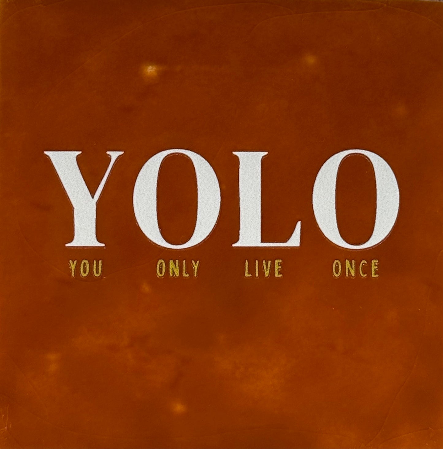 Quote tegeltje 'yolo' nieuw  terra/creme(goud)