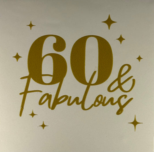 Quote tegeltje '60 & fabulous' creme/goud