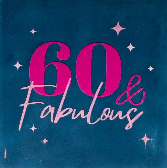 Quote tegeltje '60 & fabulous' donkerblauw/knalroze(warmroze)