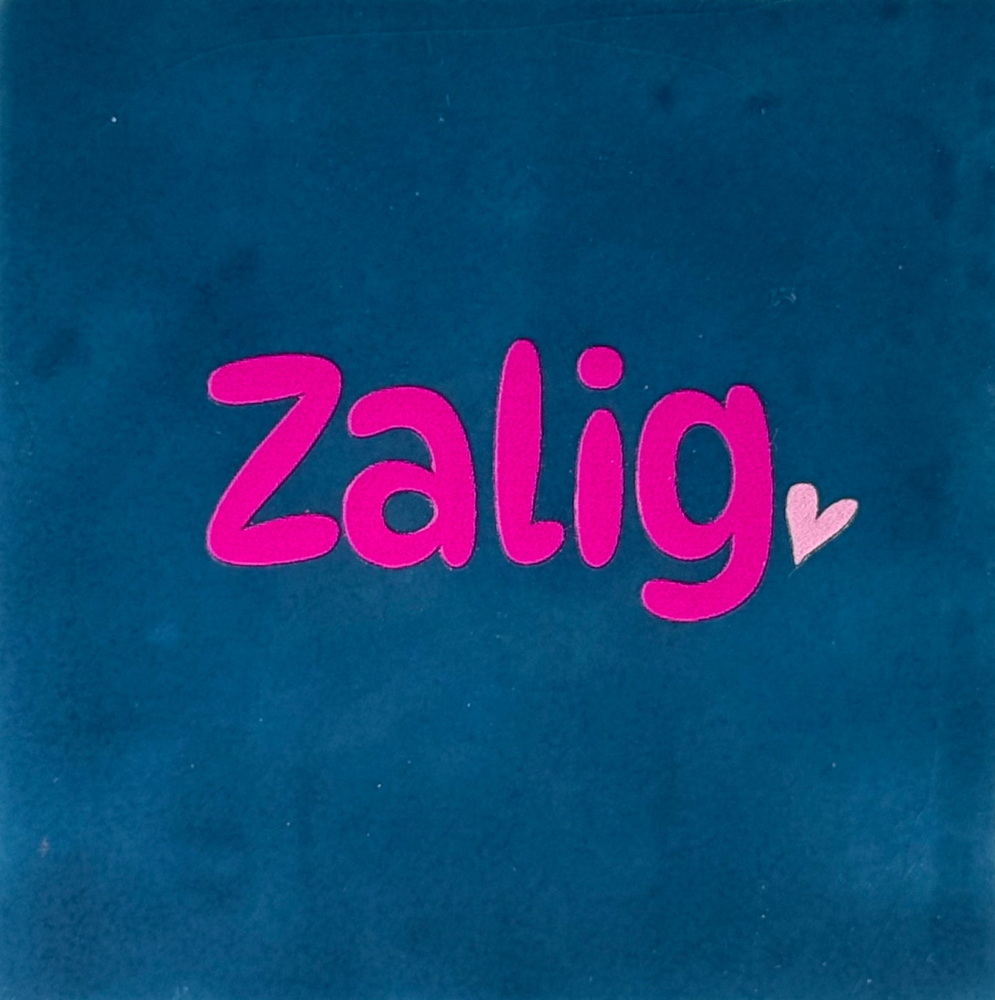 Quote tegeltje 'zalig' donkerblauw/knalroze(warmroze)