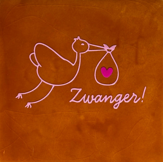 Quote tegeltje 'zwanger' terra/warmroze(knalroze)