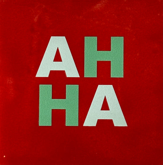 Quote tegeltje 'AHHA' rood/mint(lichtgroen)