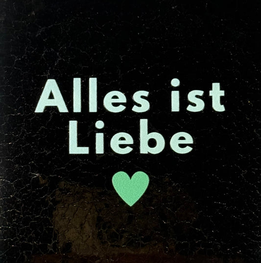 Quote tegeltje 'alles ist liebe' goud/lichtgroen(mint)