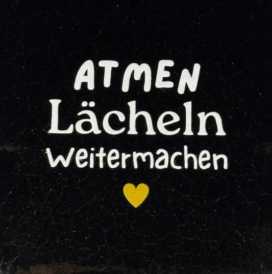 Quote tegeltje 'atmen lächeln weitermachen' goud/creme(goud)