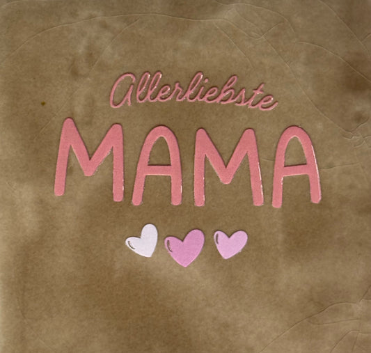 Quote tegeltje 'allerliebste Mama' taupe/zalm(combi 2)