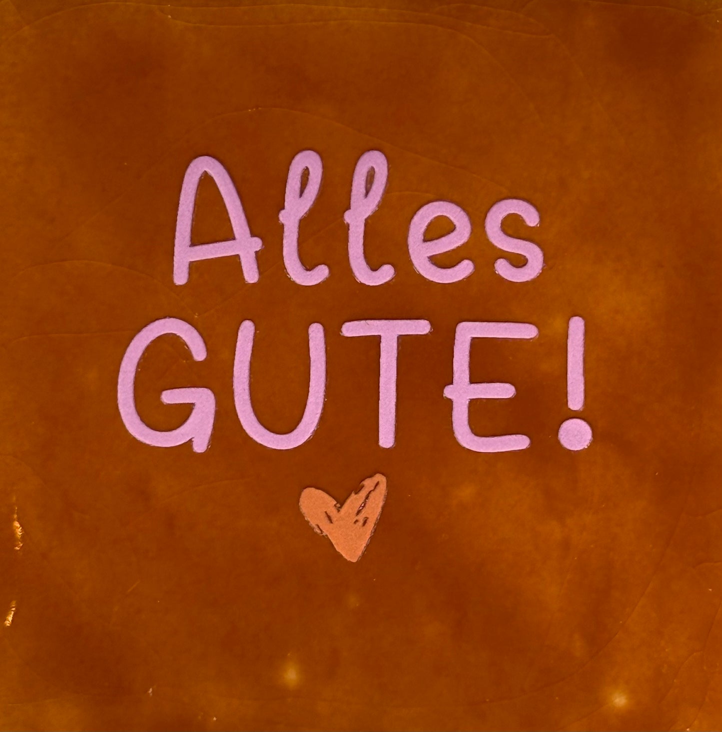Quote tegeltje 'alles gute' terra/warmroze(oranje)