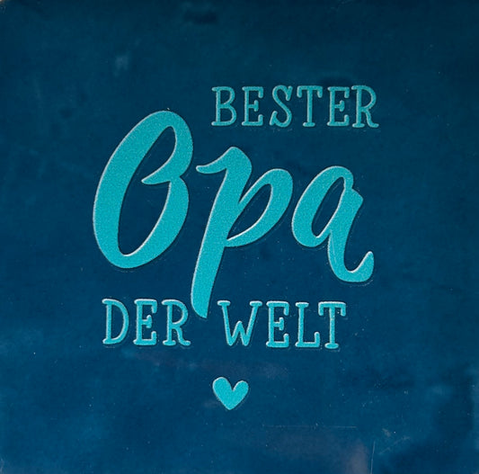 Quote tegeltje 'bester opa der welt' donkerblauw/turquoise