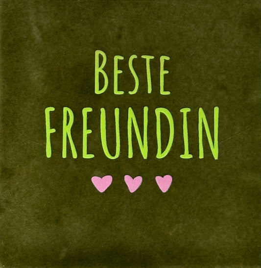 Quote tegeltje 'beste freundin' olijf/lime(warmroze)