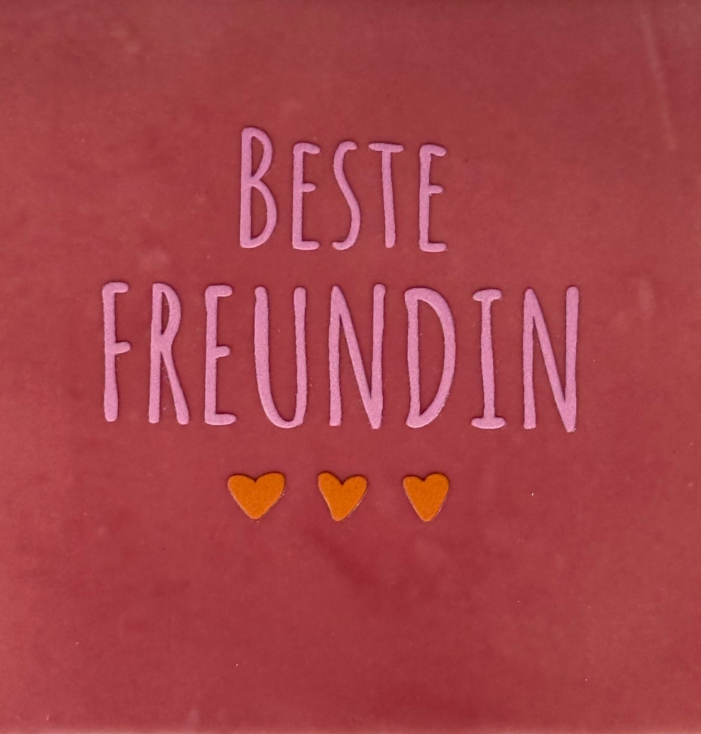 Quote tegeltje 'beste freundin' roze/warmroze(oranje)