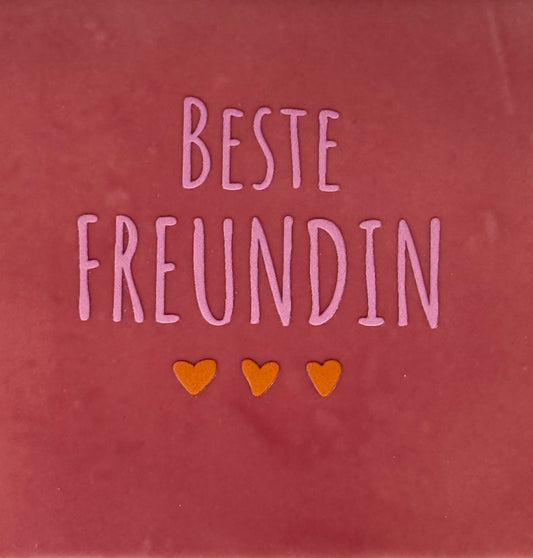 Quote tegeltje 'beste freundin' roze/warmroze(oranje)