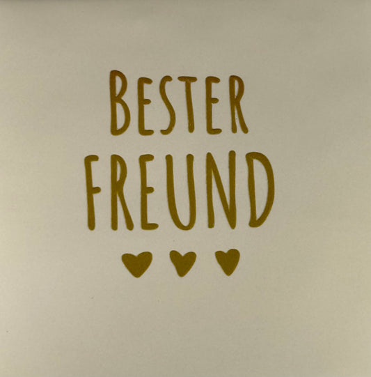 Quote tegeltje 'bester freund' creme/goud