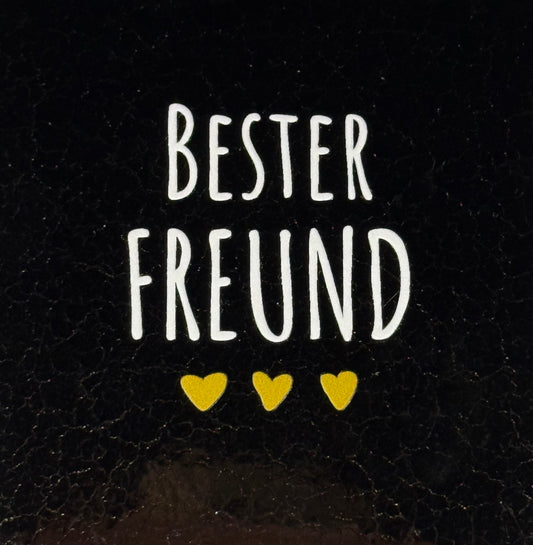 Quote tegeltje 'bester freund' goud/creme(goud)