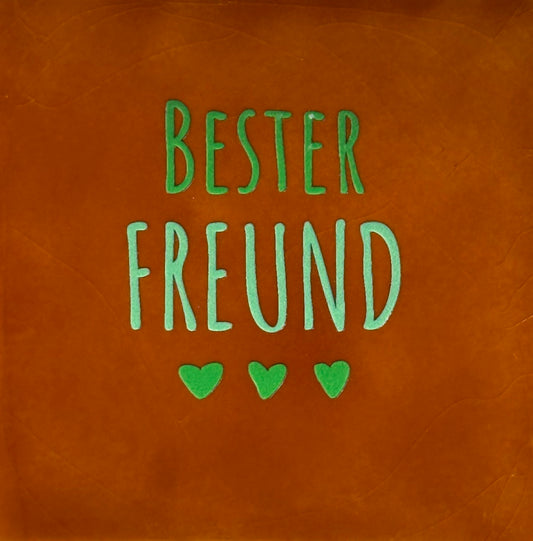 Quote tegeltje 'bester freund' terra/mint(knalgroen)