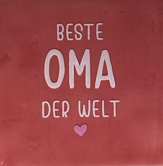 Quote tegeltje 'beste oma der welt' roze/warmroze