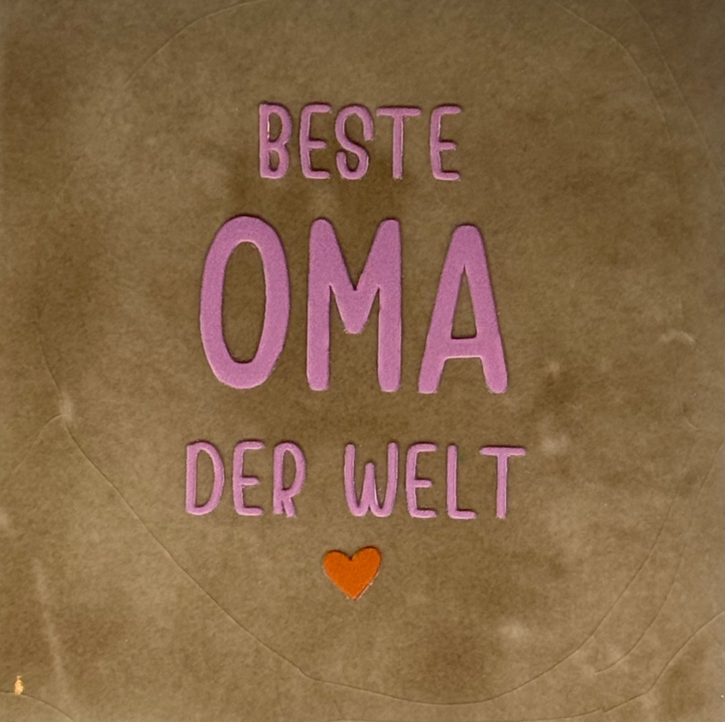 Quote tegeltje 'beste oma der welt' taupe/warmroze(oranje)
