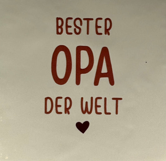 Quote tegeltje 'bester opa der welt' creme/taupe(cherry)