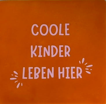 Quote tegeltje 'coole kinder' oranje/babyroze