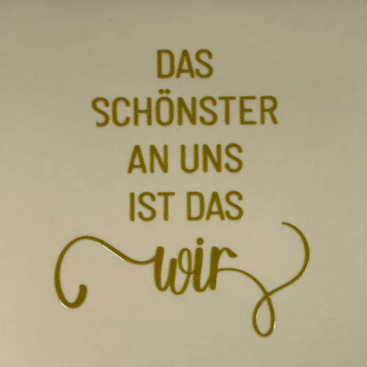 Quote tegeltje 'das schonster an uns…' creme/goud