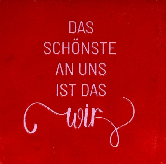 Quote tegeltje 'das schonste an uns…' rood/babyroze